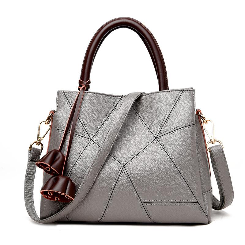 

Women's bag 2021 new European and American handbag PU bag large capacity tote fashion shoulder, Black