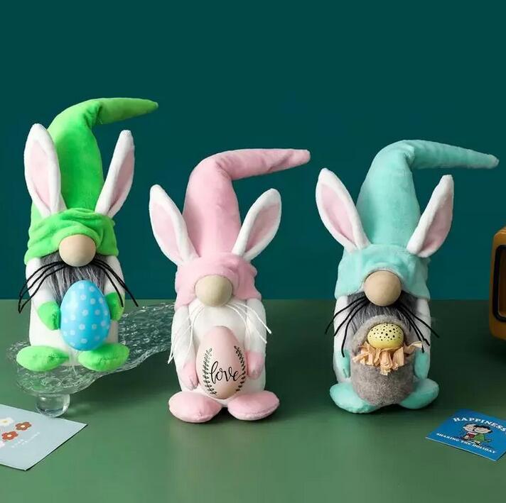 

Fedex Stock Easter Bunny Gnomes Colorful Plush party favor Rabbit Gnome Hug Eggs Soft Dwarfs Spring Day Decorations WJY591