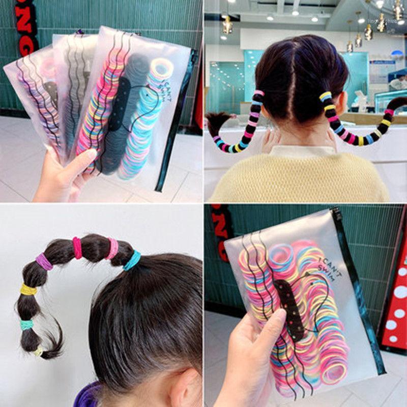 

200/400/500PCS Girls Candy Colors Nylon Elastic Hair Bands Children Ponytail Holder Rubber Bands Headband Kids Hair Accessories1, 200pcs 01