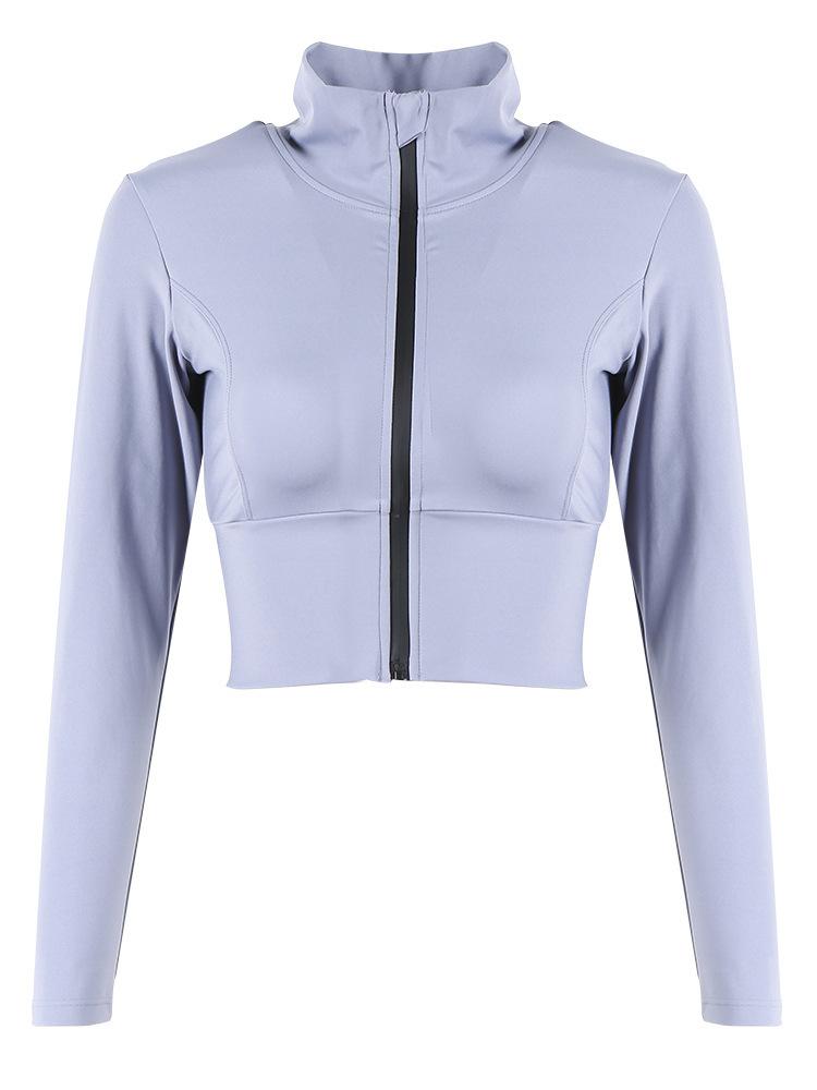 

2021 Legging Style Autumn Winter Sports Stand collar Jacket Womens Slim Fit Elastic Yoga Clothes Zipper Outdoor Running Fitness Casual Long-Sleeved, White;red