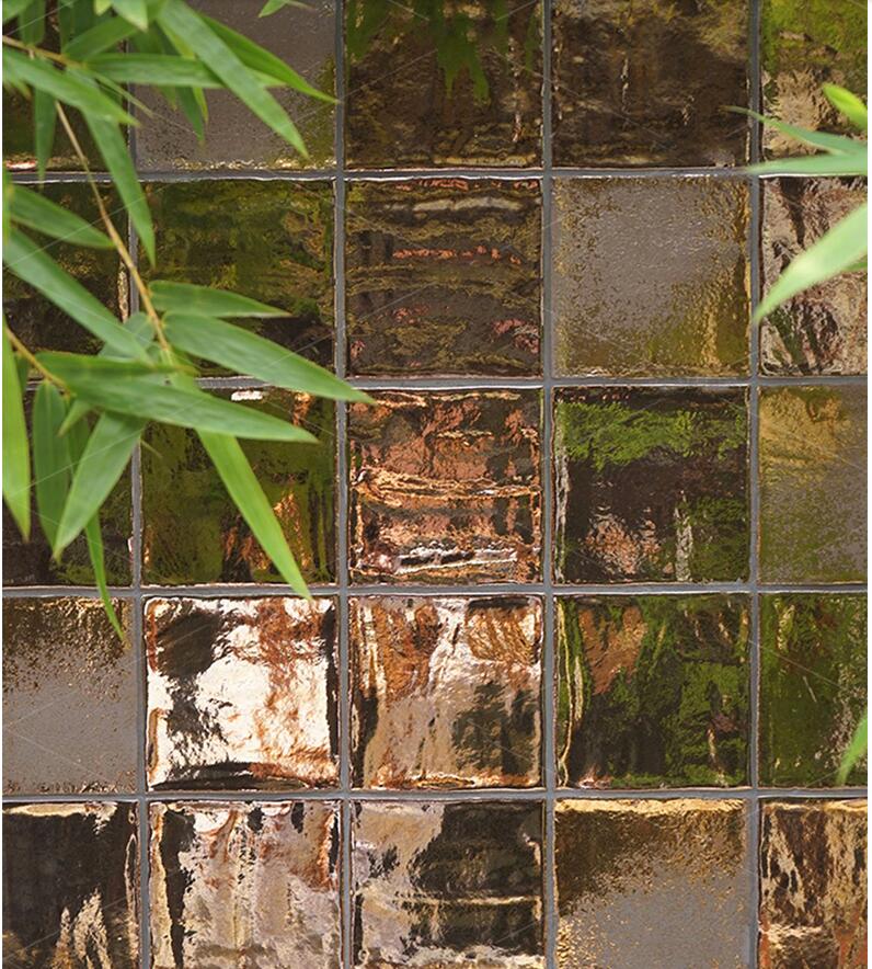 Handmade small tiles metal glazed wall tiles Restaurant Bar bright background wall kitchen bathroom art small tiles-image-632152759