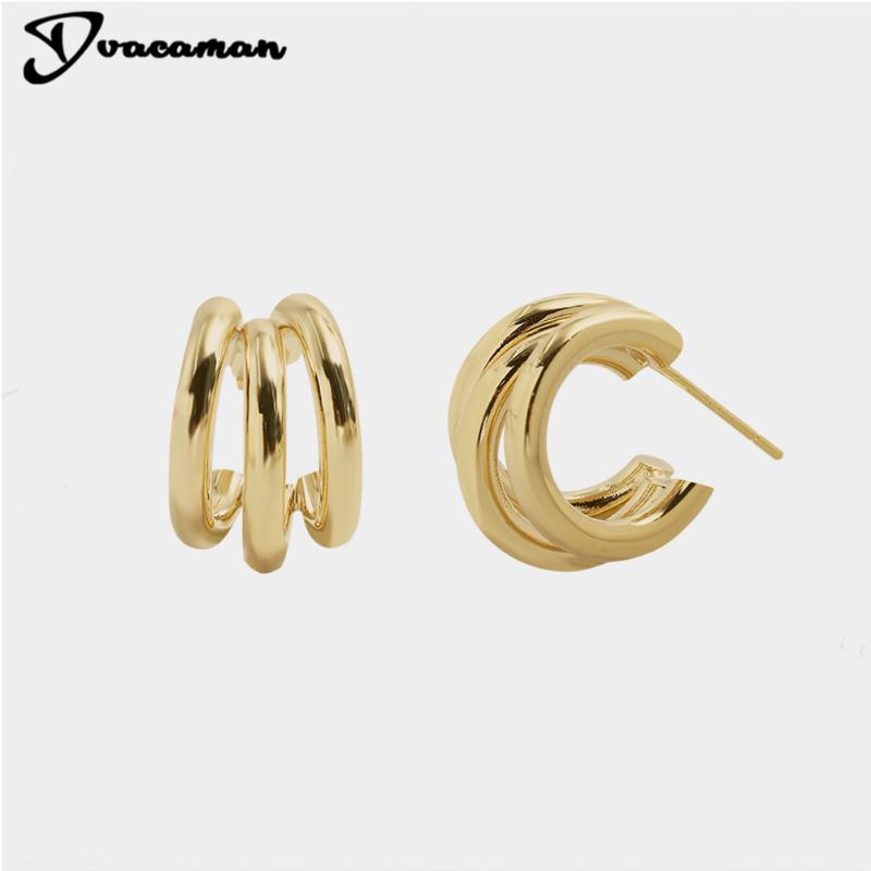 

Dvacaman Big Stud Earrings Korean Geometry Metal Gold Earrings For Women Female Retro Novo 2021 Trend Fashion Jewelry Holiday