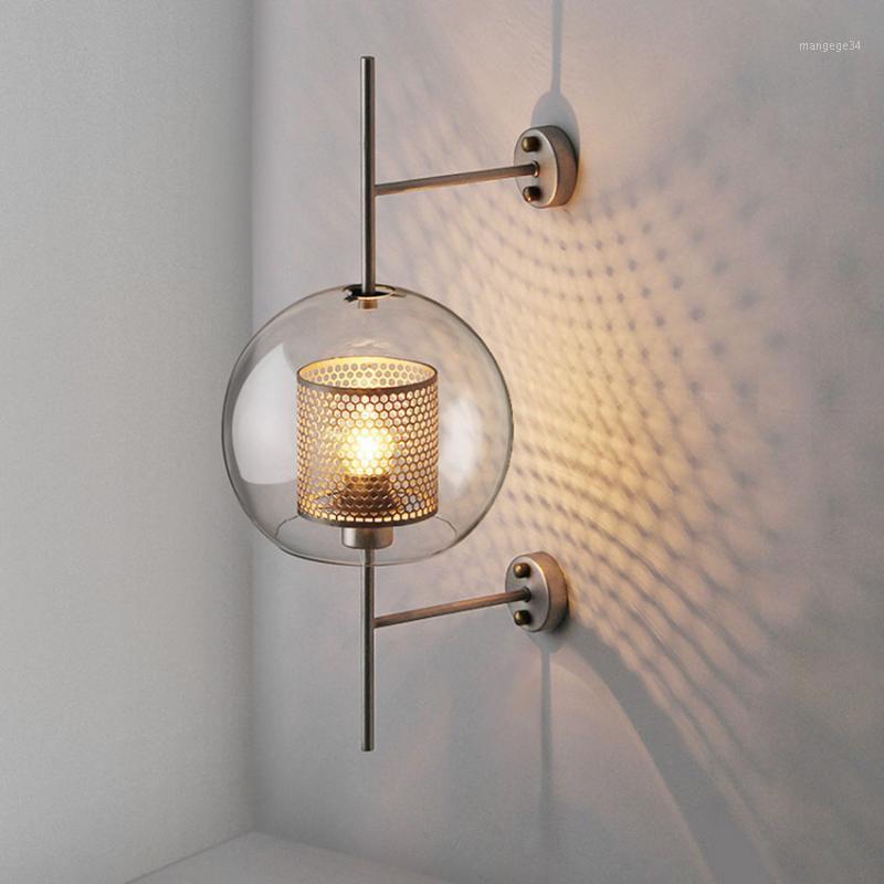 

Industrial style living room wall lamp 20cm 25cm clear glass shade retro creative loft wall light for aisle staircase bedroom1