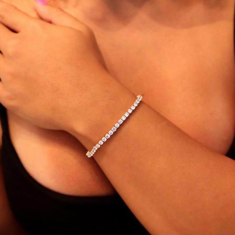 

2021 New Iced Out Bling Zircon 3mm Tennis Chain Bracelet Women Man Hip Hop Fashio Jewelry Gold Silver Color CZ Bracelet