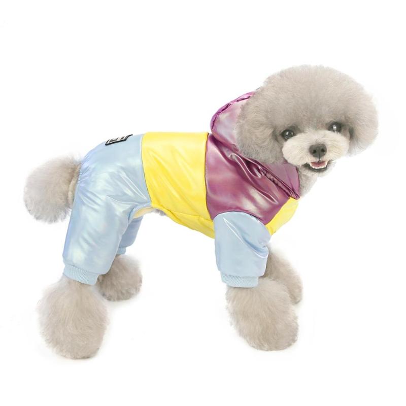 

New Pet Dog Cloth Winter Hoodies Jumpsuit Small Puppy Color Matching Jacket Clothes Cute Thickness Design Cotton-padded Coat, Blue