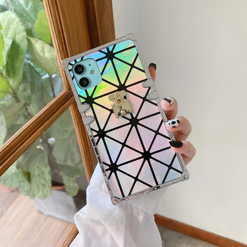 

Luxury Square Laser color Glitter cover For iphone 12 pro max phone Cases 11Pro MAX XS MAX XR 6 7 8Plus Bling Shiny, Light blue