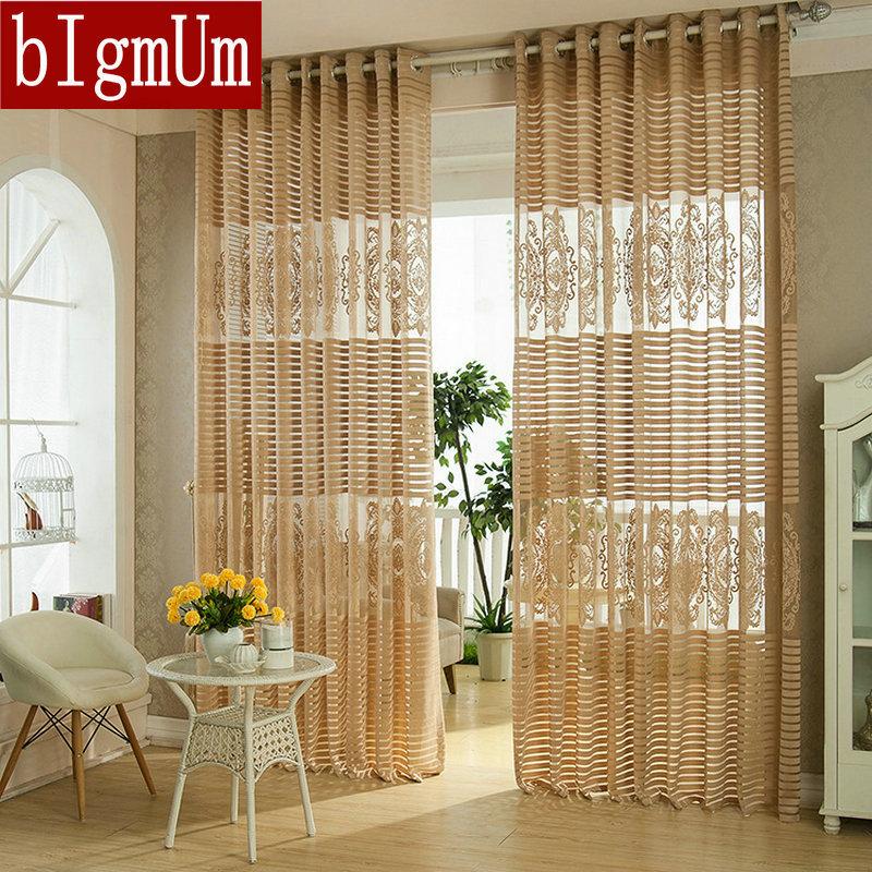 

New Arrival Fashion window screening Stripe tulle for curtain luxury sheer curtains for the bedroom living room design curtain, Color no 1