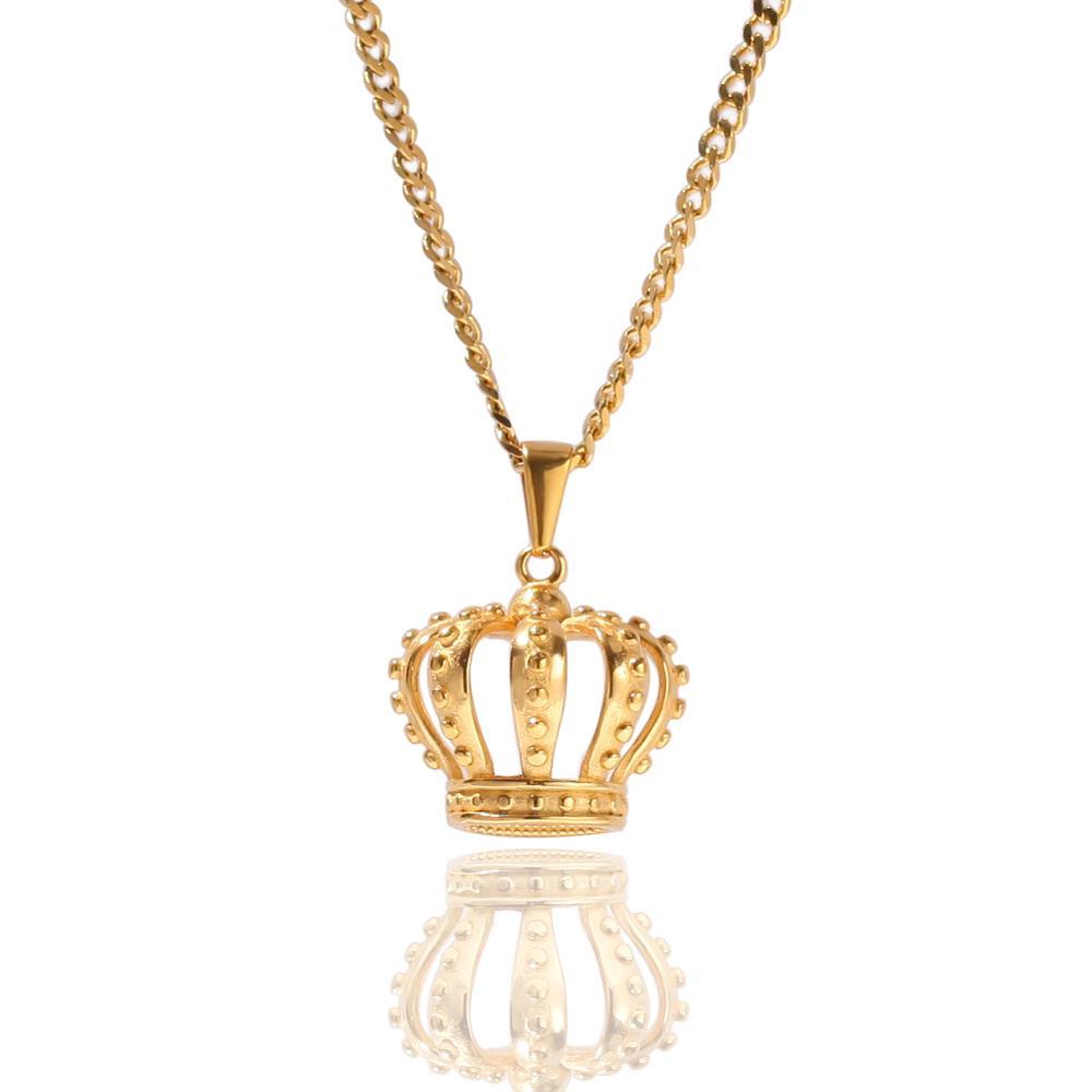 

e Americano Europeu Hip-hop Ao Inoxidvel Oco Vcuo Cor Chapeamento Ouro Coroa Pingente Masculino Jias Goek