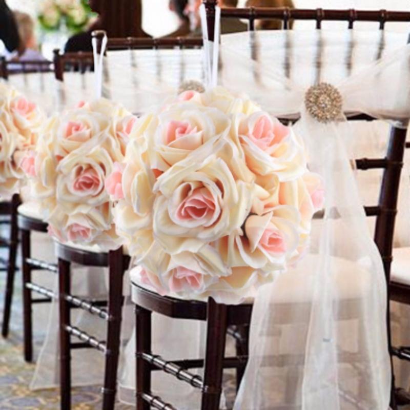 

5Pcs/lot Artificial Silk Flower Rose Balls Wedding Centerpiece Pomander Bouquet for Wedding Party Decoration Decorative Flowers