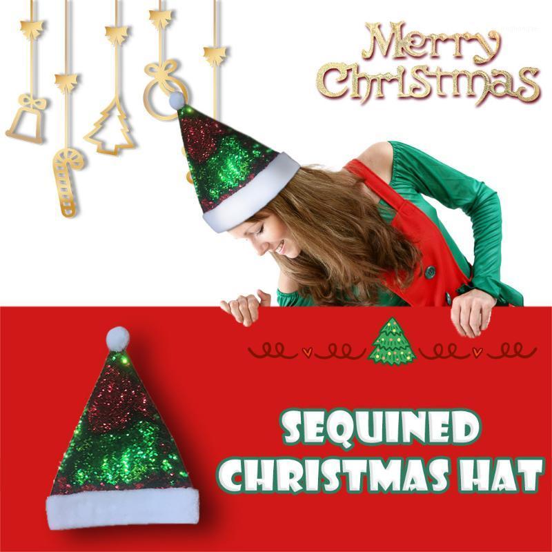 

Merry Christmas Hat For Adult Warm Comfortable Plush Sequins Christmas Hat Party Clown Breathable Caps Santa Claus Photo Props1