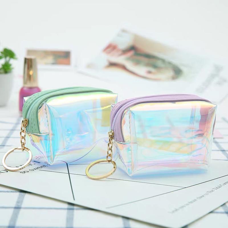 

2020 Women's Colorful Laser TPU Cosmetic Bag Case Portable Square Lipstick Storage Bag Travel Small Object storage Makeup1, Green