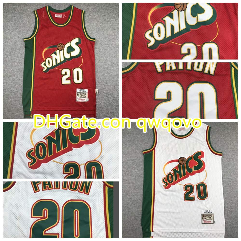 

NBA Sonics 20 Gary Payton Seattle SuperSonics Edition Red White Jersey, Black