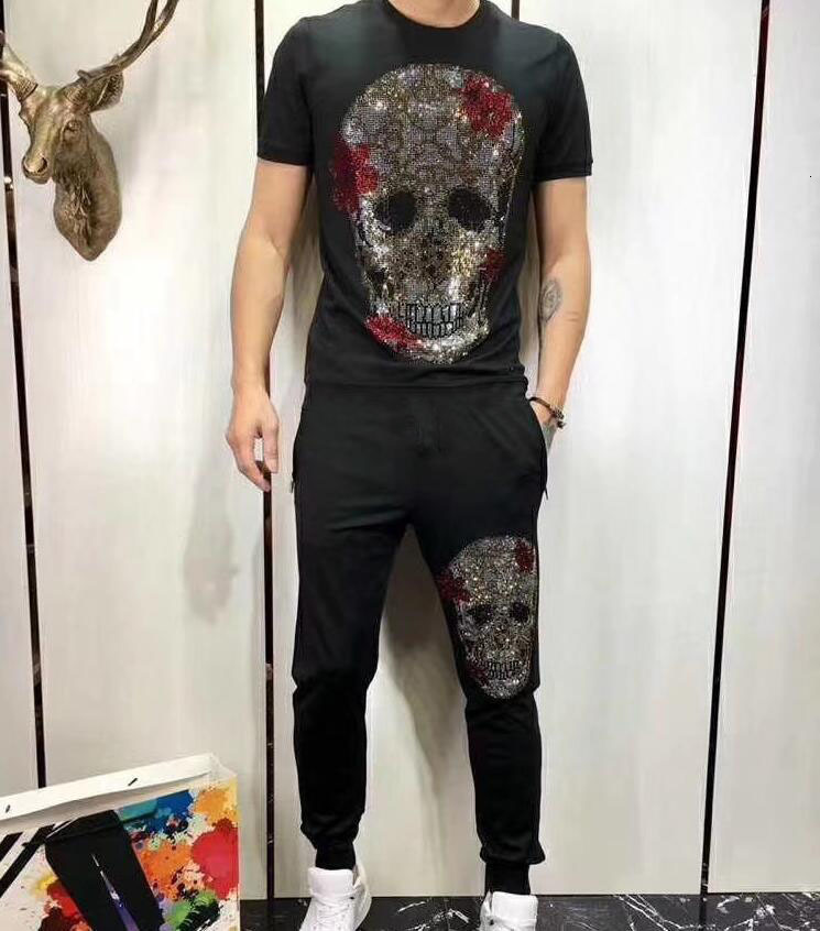

New Summer Tracksuit Men Young Hot Drill 2021 Outer Wear High Quality Holiday Designer Man Set 2 Pcs Suit 92vi, Brown