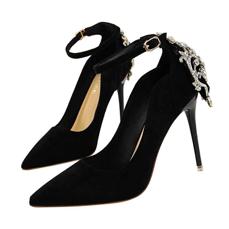 

2020 women red bombs green high heels sexy toe pointed wedding strass party women's shoes HXQ1