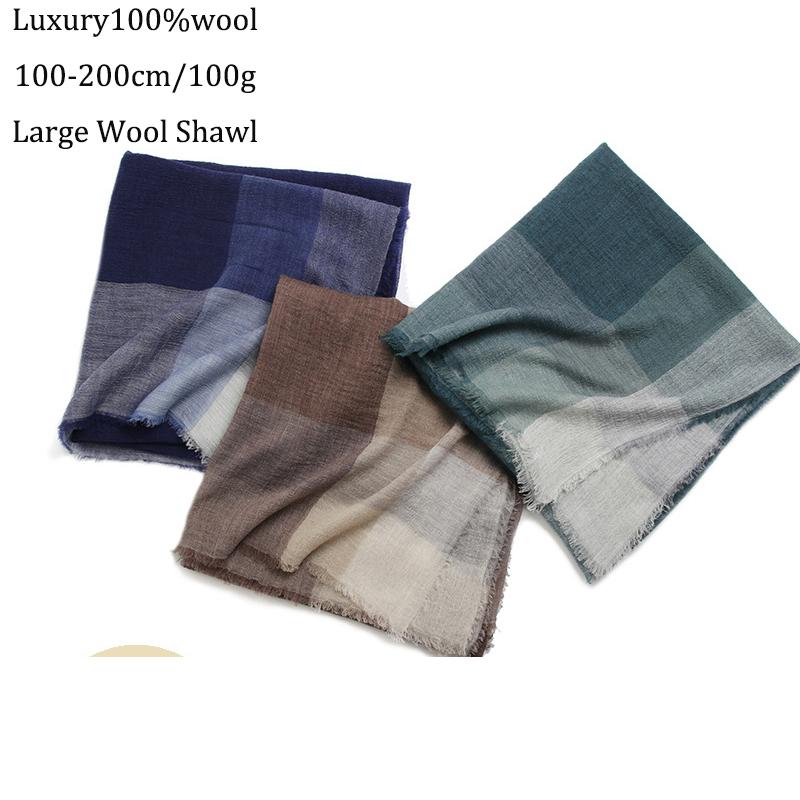 

2020 pure wool scarf Fashion lady solid color yarn-dyed dual-use wild spring and autumn shawl female new