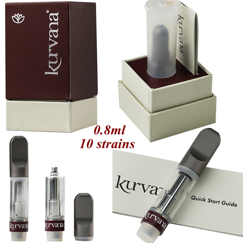 

Top Kurvana Vape Cartridge Packaging 510 Thread 0.8ml Kuvana Vape Carts Oil Vaporizer Wax Atomizers Ceramic Coil Cartridge Empty