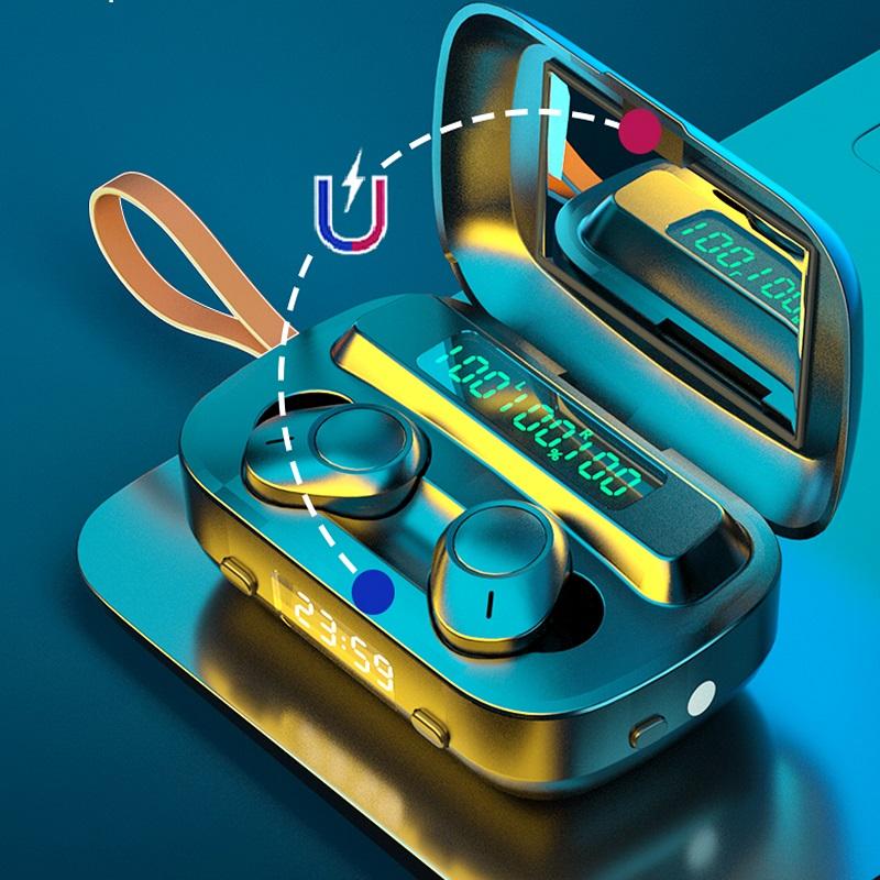 

TWS Wireless Earphones Bluetooth V5.1 Headphones Sport Earbuds Noise Cancelling IPX7 Waterproof Wireless Headset With Microphone, Black