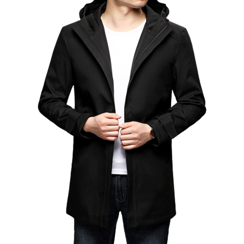 

Fashion Hood Men Autumn Outward Male Causal Jacket Trench Coat Jw8x, Gray.