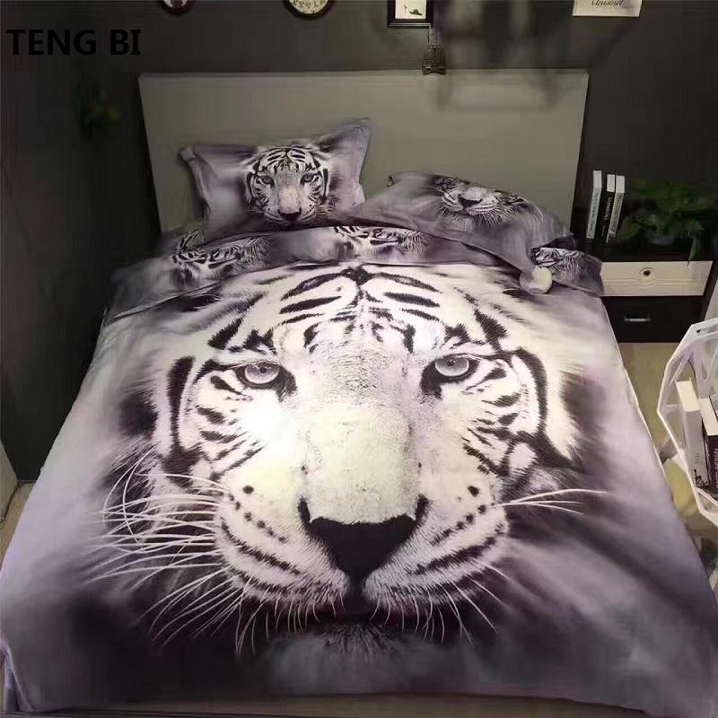 

2020 new 4pcs 100% cotton 3d bedding sets tiger,leopard, swan, flowers, duvet covers,bed sheet pillowcase  size, White