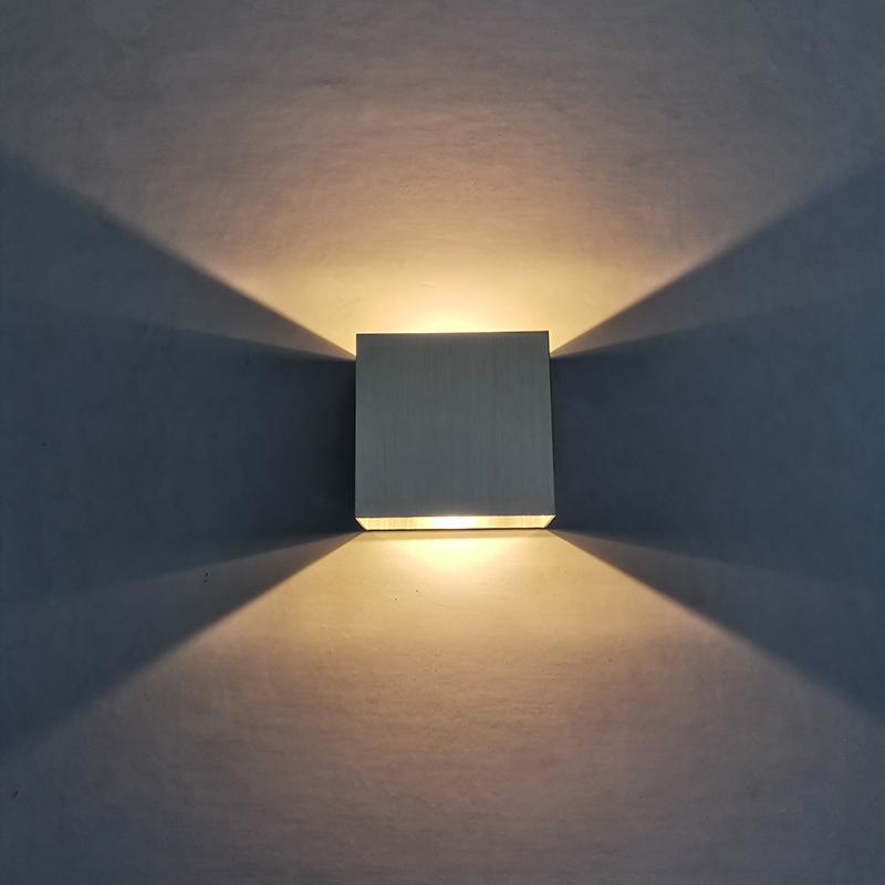

Silver Square Wand Light 6W COB Luminaire Indoor Lamp Corridorup-down AC85-260V Kitchen Living Room Warm Brightness