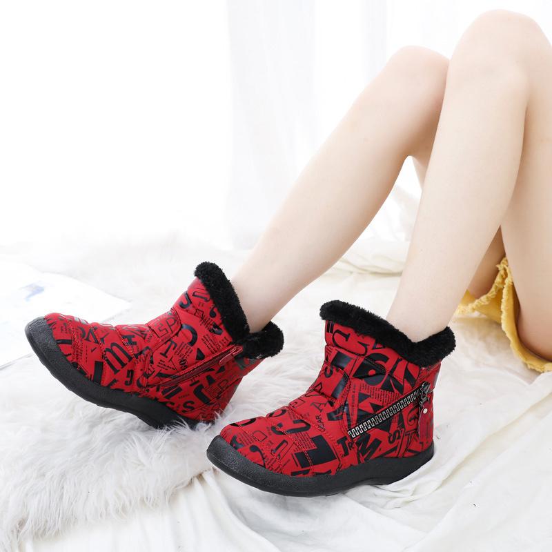 

Women Snow Boots Woman Winter Ladies Short Plush Warm Flats Women's Zip Fur Footwear Female Waterproof Shoes Plus Size 43, Grey