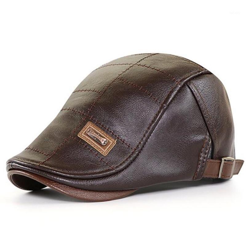 

Velvet warm berets chapeau PU leather winter hats for men winter men's hat adjustable size casual brands cap Boinas dad's hats1, Black
