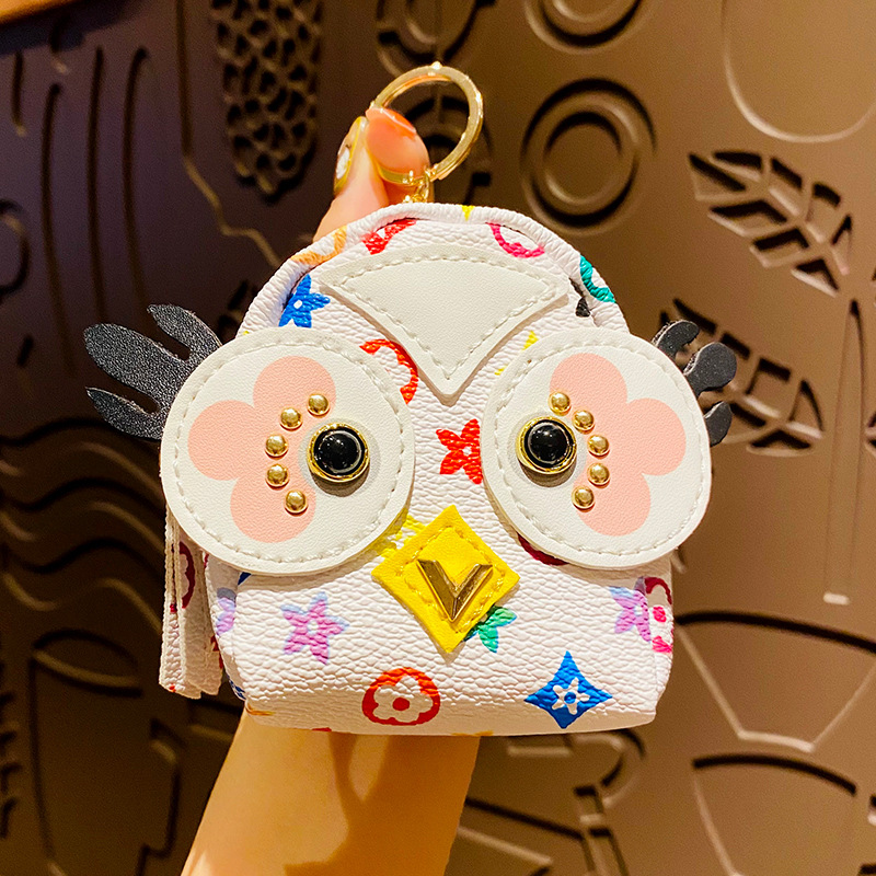 

Party Favor Fashion big eye owl small wallet cute girl heart school bag key chain pendant storage bag