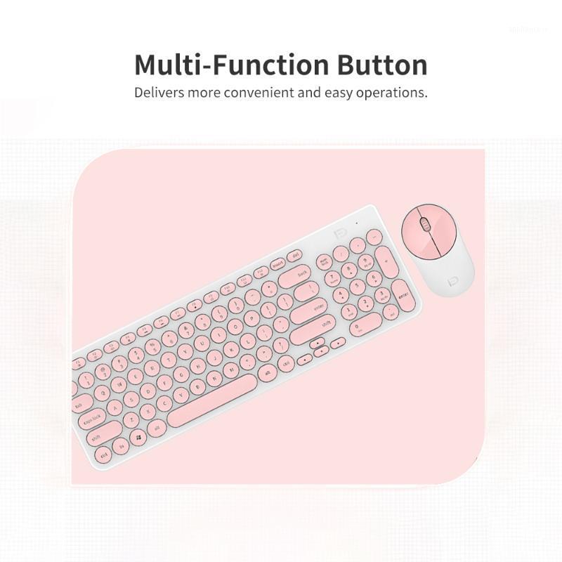 

FD Wireless Keyboard Mouse Combo 2.4GHz Cute Round Key Set Smart Power-Saving Silent Clicks Slim Combo for Laptop Computer1