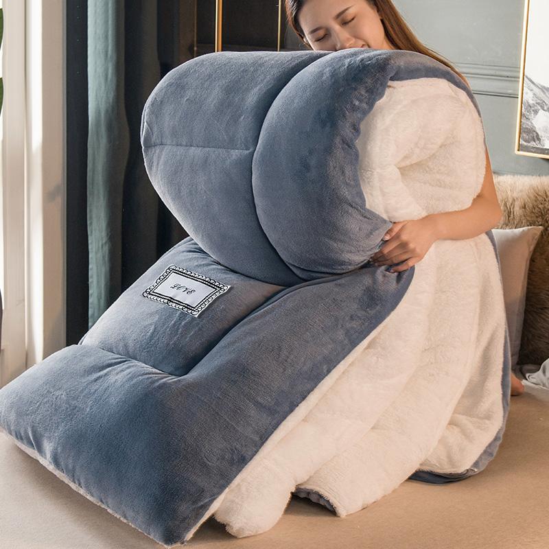 

Lamb wool soft warm comforter winter thickened warm keeping quilt dormitory student autumn quilt core space bedding blanket, Color-1