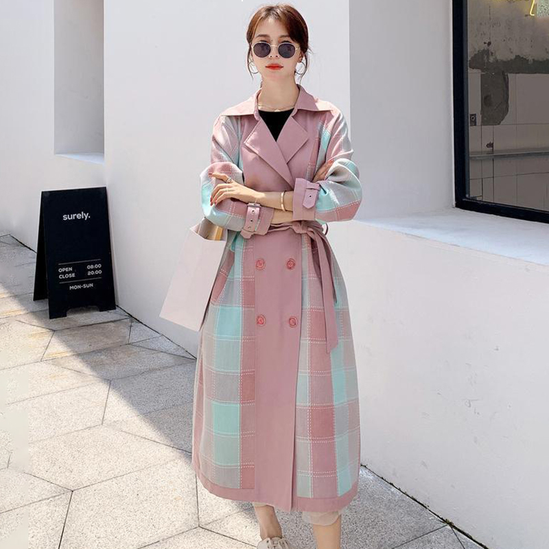 

2021 New Women's Jacket Spring New Design Big Name Pink Contrast Plaid Suit Stitch Fashion Coat L9 M3o3, Yellow