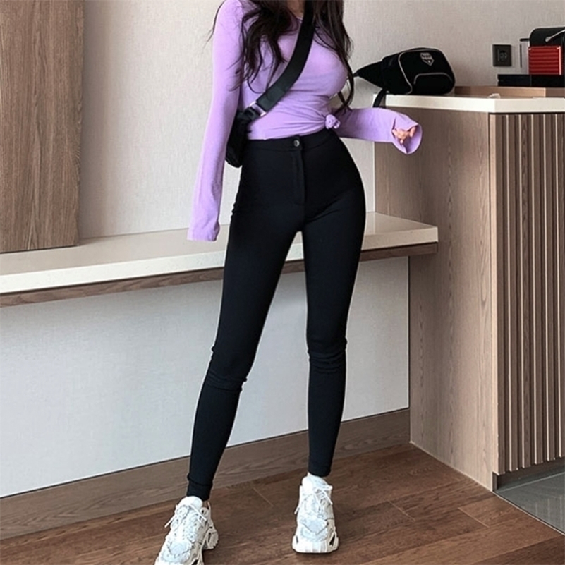 

Leggings Women Wear Spring Thin Section New Small Feet Wild Small Black Pants High Waist Was Thin Black Pants 201228, Beige