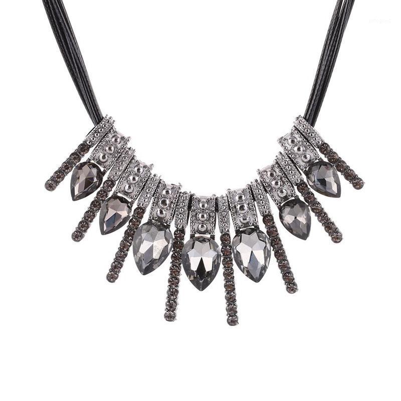 

Chokers 2021 Arrival Women Pendant Necklaces Crystal Water Drop Sweater Chain All-match Decorative Vintage Necklace Pendant1