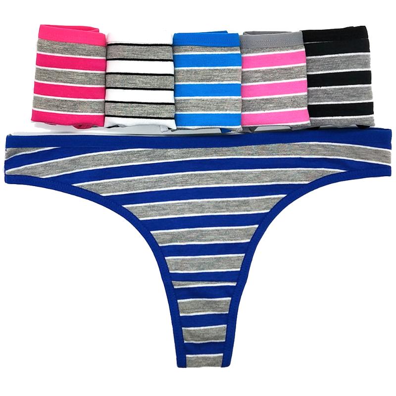 

Fashion Ladies Striped Cotton Panties Women String Femme Culotte Thongs Sexy Underwear Woman g-string Lingerie 12 Pcs/Lot, Mixed color-12pcs
