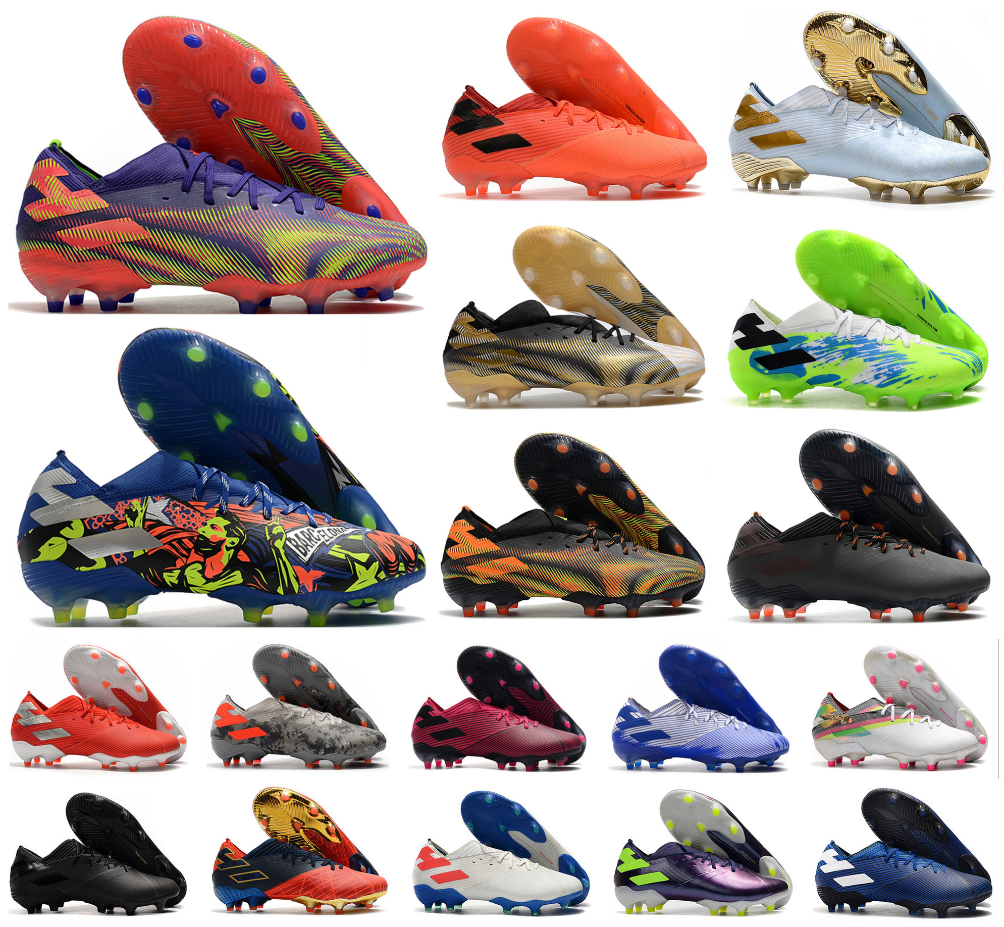 

2021 Mens Messi Nemeziz 19.1 FG Messi Inflight Precision to Blur Slip-On Soccer Shoes Football Low Ankle Boots Cleats Size US6.5-11, 7 nemeziz 19.1 fg
