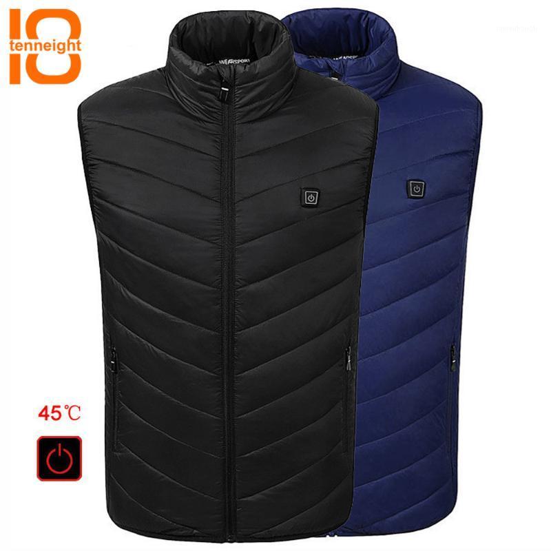 

TENNEIGHT Men Women Heated Vest Heating Waistcoat Winter Jacket USB heating Thermal Warm down cotton vest hunting Fishing1, Black
