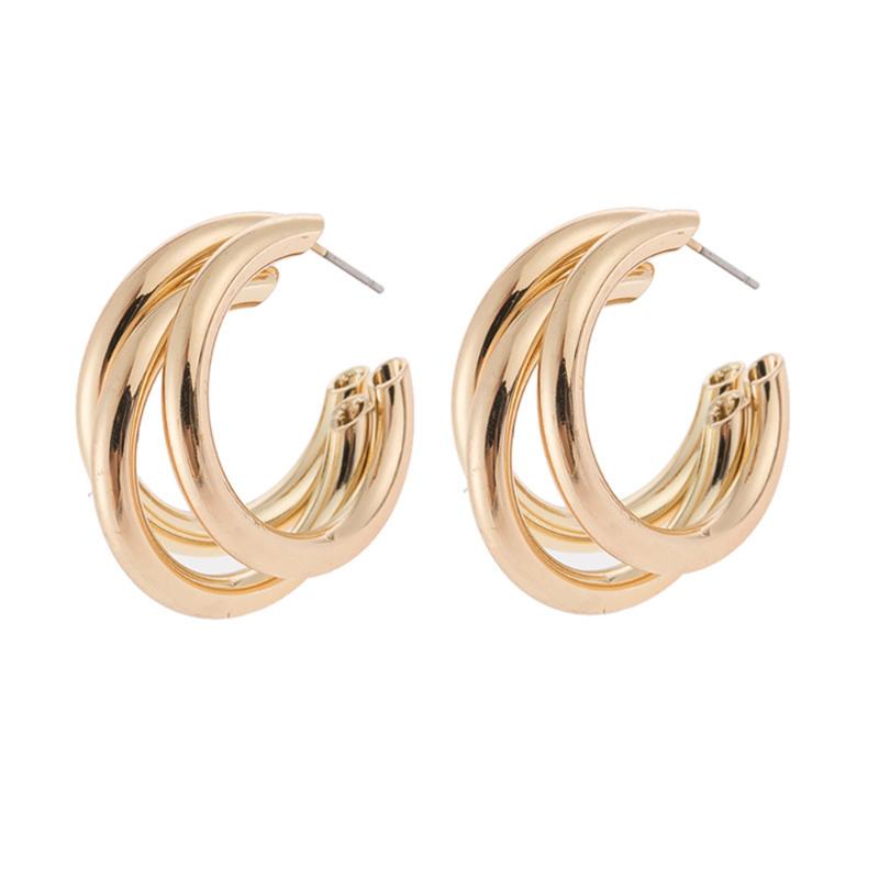 

Stud Fashion Trend Earrings 2021 Brincos Oorbellen Simple Metal Wind Letter Round Shape For Women Gift