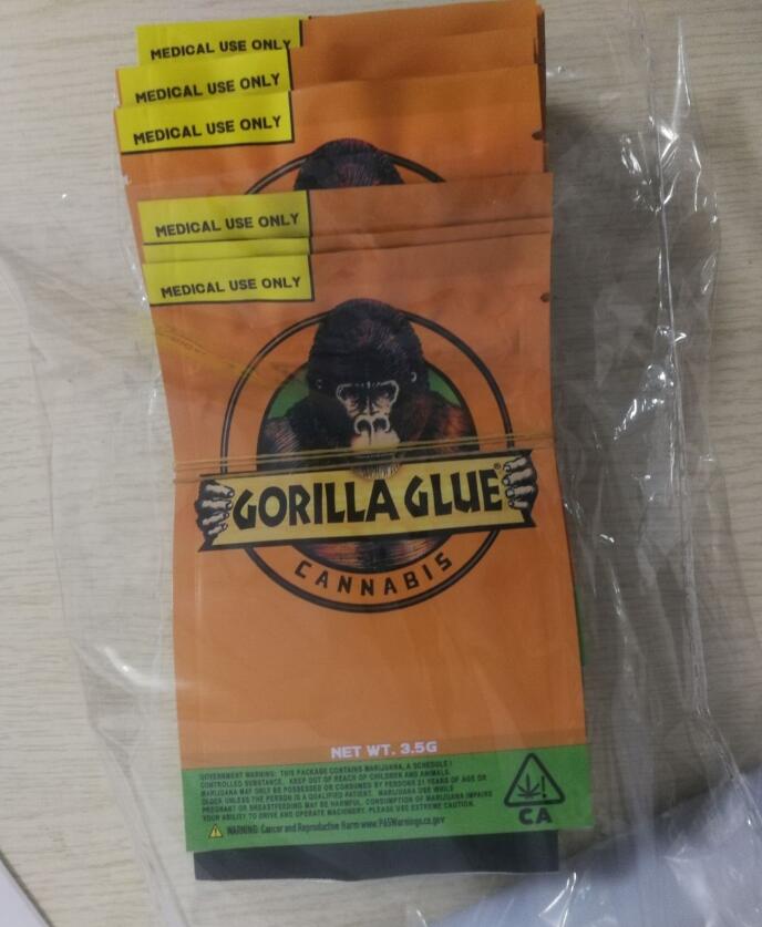 

GORILLA GLUE BAG 3.5g Smell Proof Bags Vape Packaging for Dry Herb GORILLA GLUE mylar Zipper bag 2020nn ss