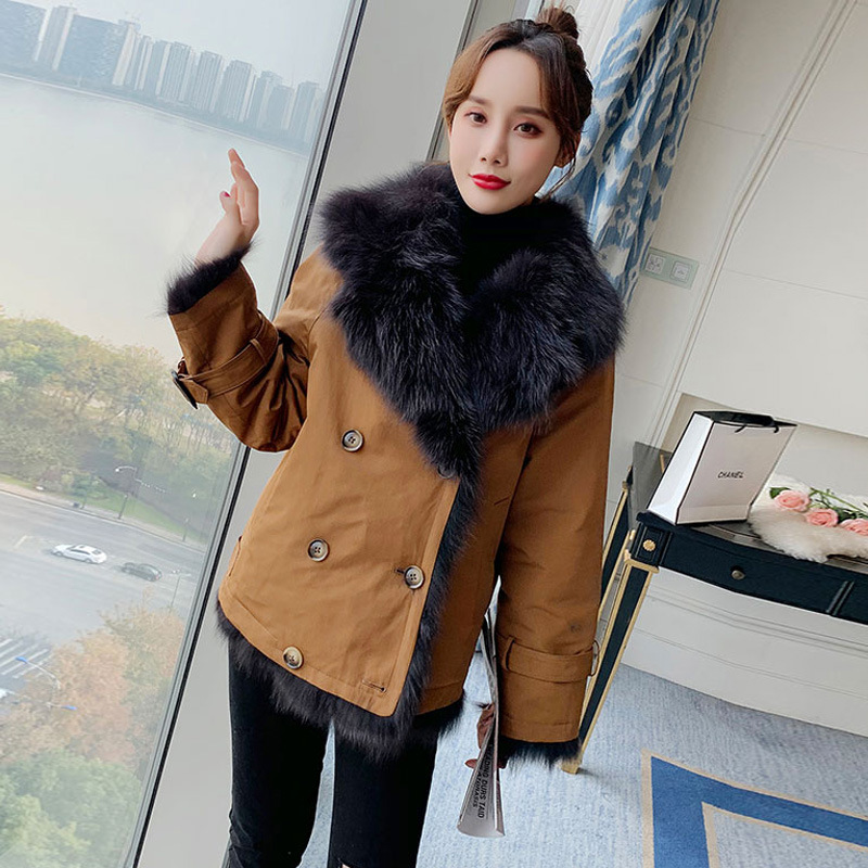 

Ladies 2020 Winter Short Parka Coat with Real Female Fox Skin Lining Warm Natural Design Outerwear 5irr, Unkcamelunk