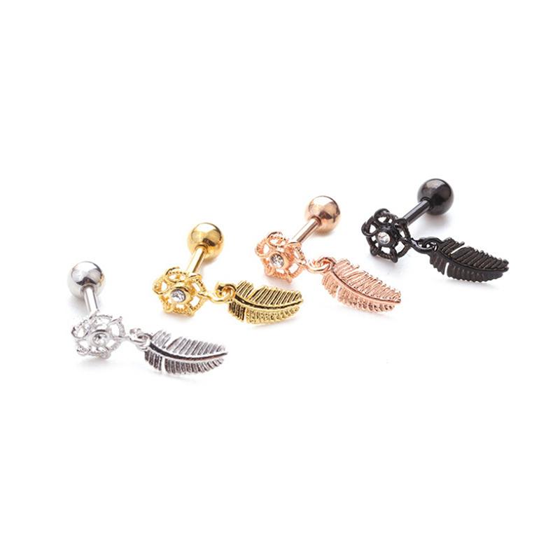 

1pc Feather Dreamcatcher Stud Earring Helix Barbell Ear Piercing Jewelry