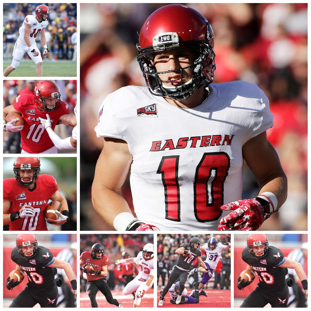 

Custom Eastern Washington Eagles 10 Cooper Kupp EWU College Football Jersey Men Youth Kid, White