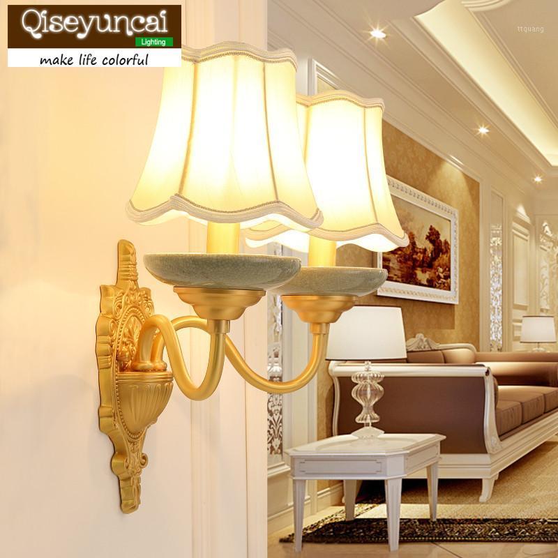 

Qiseyuncai 2021 American living room wall copper wall lamp simple aisle lights rural bedroom bedside lamps1