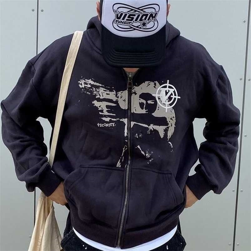 

Anime print Gothic Streetwear Long Sleeve Black Zip Hoodie Y2k Grunge clothes Sweatshirt Korean Fashion Punk Sport Coat Pullover 220106, H5465454