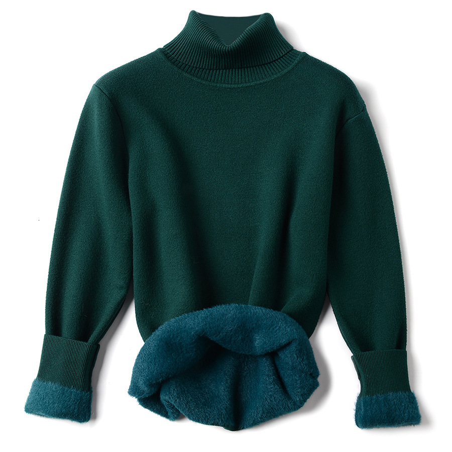 

New 2021 Autumn Winter Fur Basic Warm Velvet Sweater Pullovers Women Female High-neck Fleece Thick Turtleneck Knit Jumpers 697z, White