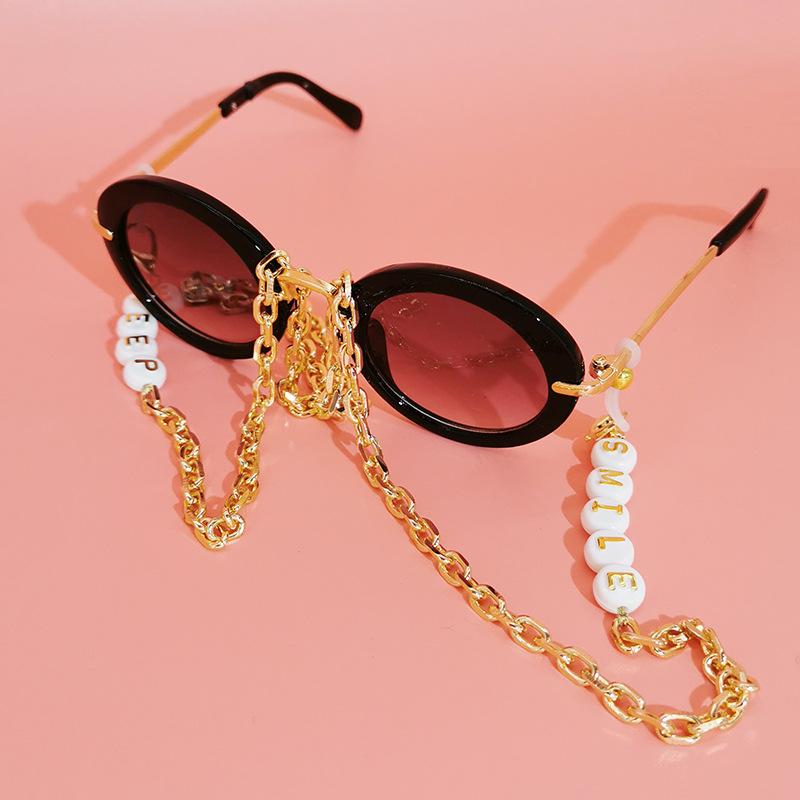 

Custom Letter Beads Chain For Mask Women Gold Chain Neck Chains Goth Letter Choker Fashion Collares 2020 Necklaces Jewelry