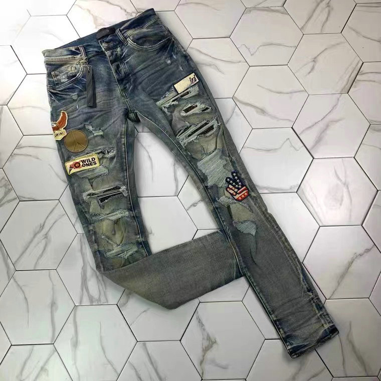 

2Men's Distressed Ripped Skinny Jeans Fashion Mens Jeans Slim Motorcycle Moto Biker Causal Mens Denim Pants Hip Hop Men Jeans, Black
