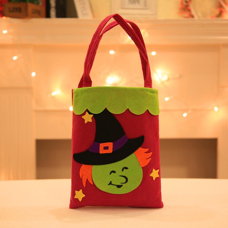 

Gift Wrap Creative Halloween Decorative Cartoon Pumpkin Witch Non-Woven Sticker Handbag Treat Or Trick Biscuit Apple Candy Bag 6A0523