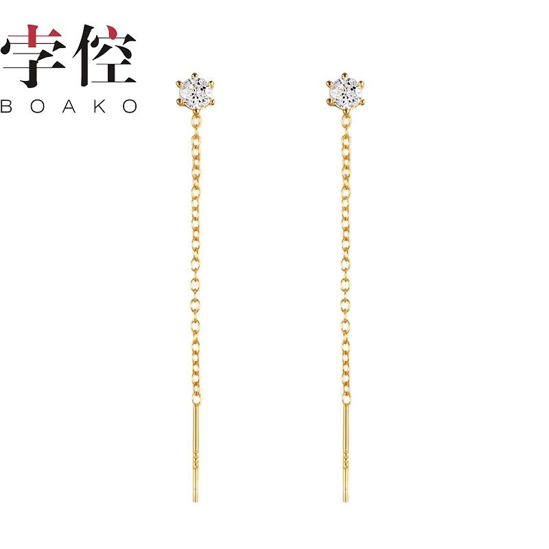 

Stud BOAKO 925 Silver Earrings For Women 2021 Trend Chain Earring Fine Jewelry Zircon Pendientes Brincos Girl Party Gift