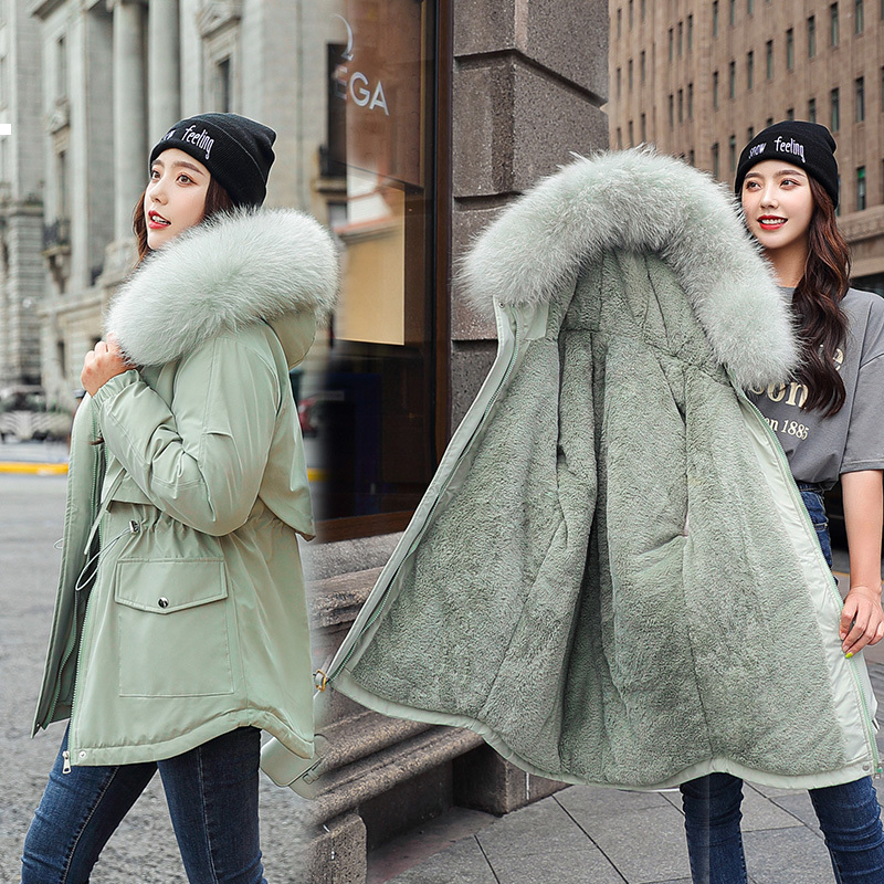 

Hair 2021 New Long Hoodie Jacket Winter Woman Clothes Kpop Streetwear Style Qy89 SFAM, Pea green