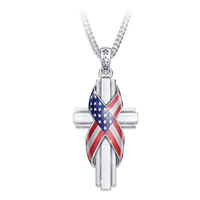 

Pendant Necklaces Fashion Simple Cross Flag Party Gift Men And Women Memorial Wholesale