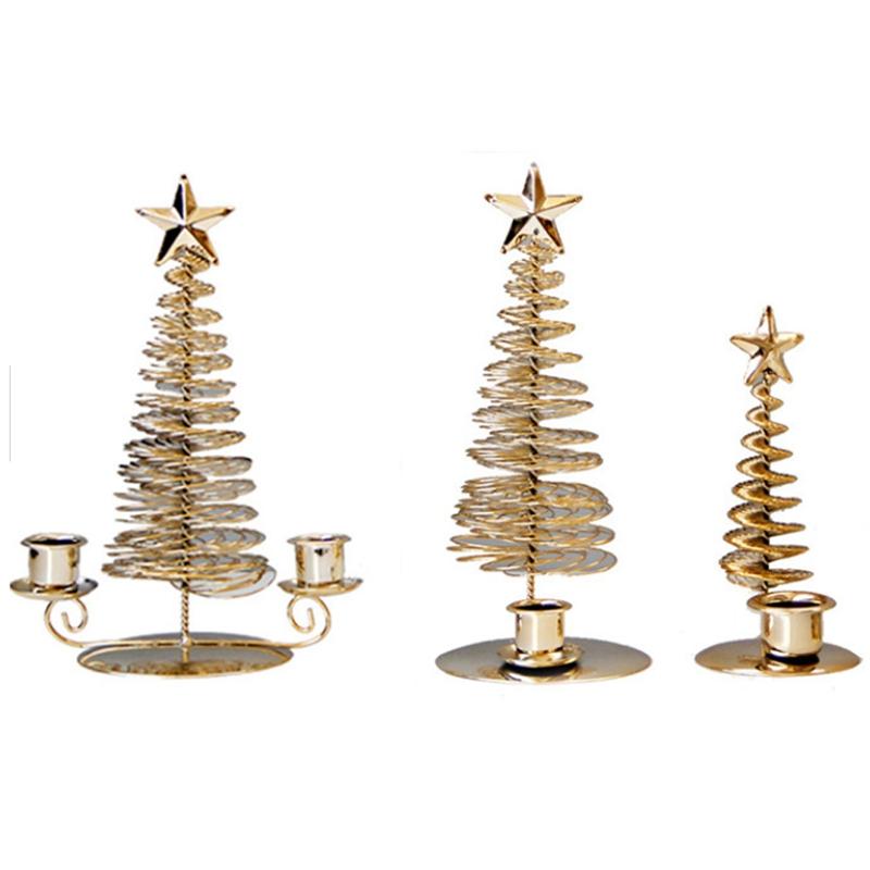 

3Pcs/Set Home Decoration Candlestick Decoration Metal Pine Christmas Tree Candle Holder
